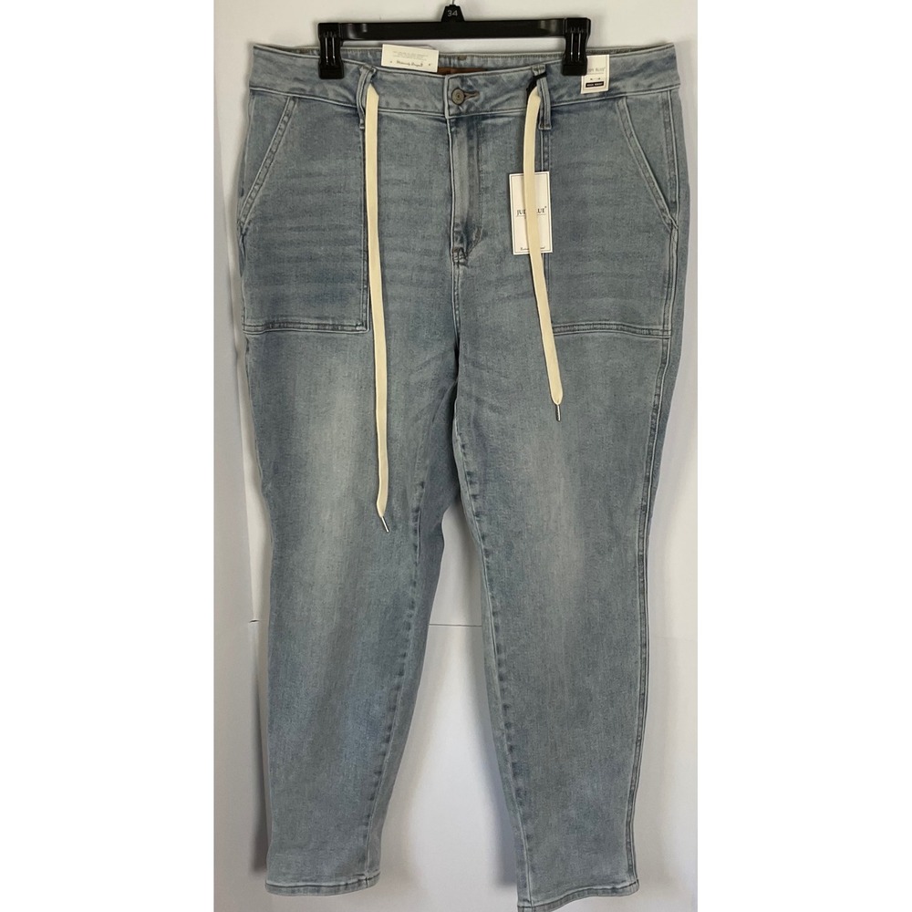 Judy Blue High Waist Vintage Cuff Jogger Jeans Light Blue 18W JB88691-LT NEW